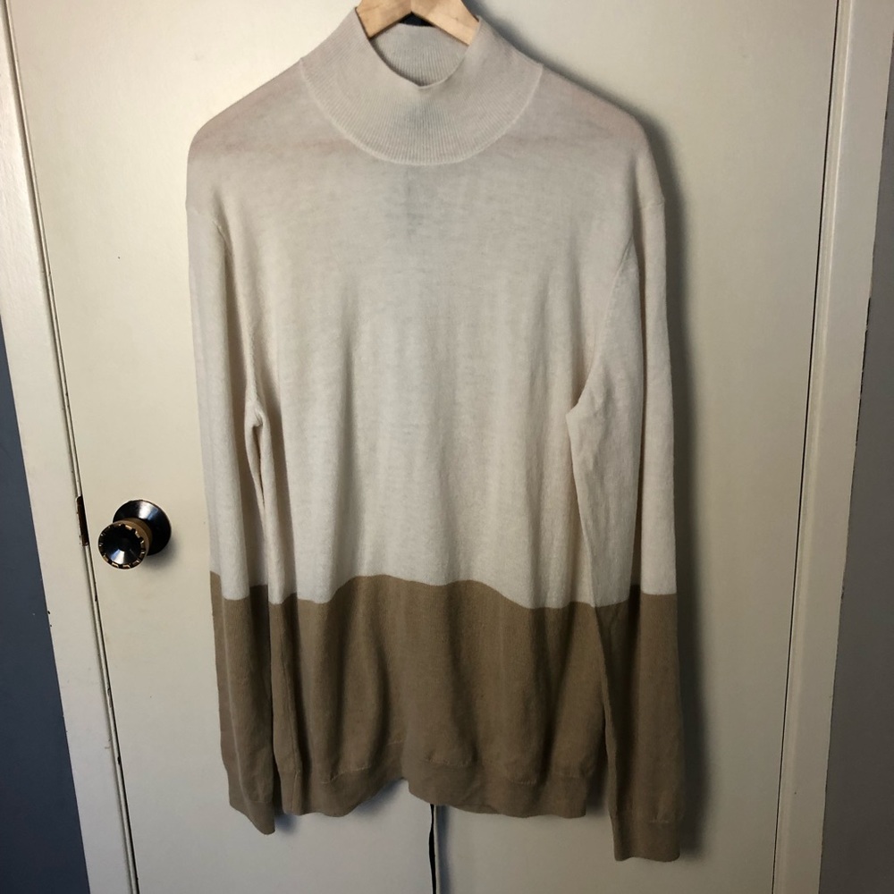 Paige Wayne Two-Tone Sweater in fresh linen/aged parchment-size M